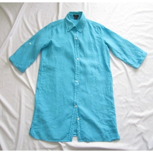 Women Pure Amici 100% Linen Button Long Sleeve Shirt Sz S (WB279) - Picture 1 of 10